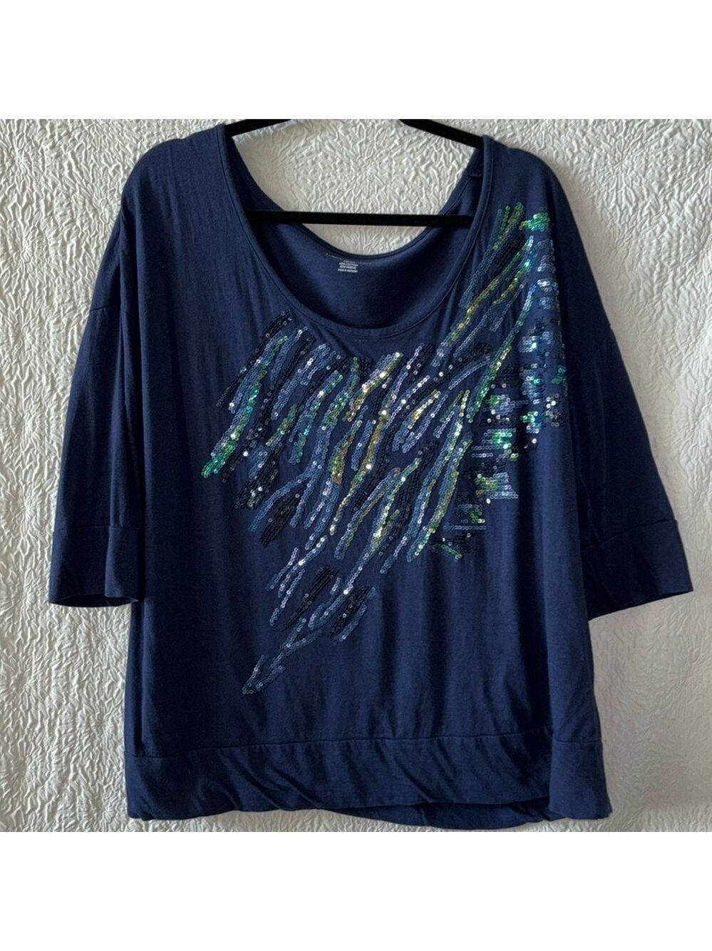 Lane Bryant Sequin 3/4 Sleeve T-Shirt Blouse